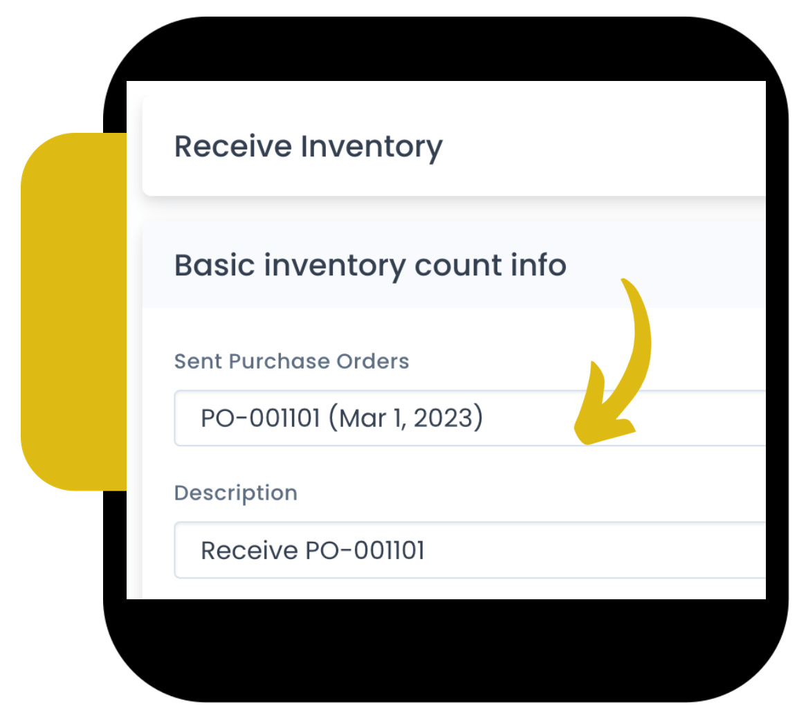 Select a Purchase Order to Automatically Populate Inventory Receiving